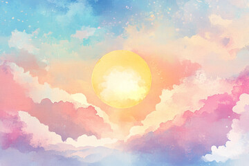 Wall Mural - vibrant sunset with colorful clouds and bright sun