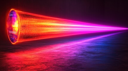 Fototapete - Neon Lightspeed Tunnel: A Futuristic Digital Portal