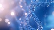 © AdorStudios - glowing dna strand with blue double helix on luminous bokeh background, scientific abstract art with bubbles and light effect, ideal for biotech concepts