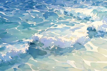 Poster - Close-Up View of Ocean Surface with Gentle Waves in Calm Waters, Capturing the Beauty and Serenity of Nature's Marine Landscape