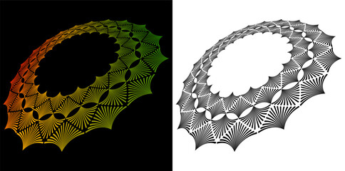 Fototapete - Digital Art for Textile, Cosmetics, Interior, Medical, Tech, and Fashion. Icon and Background made of Circular Dots, Lines, a Abstract Gradient and Black White Circular Wave Design. Futuristic