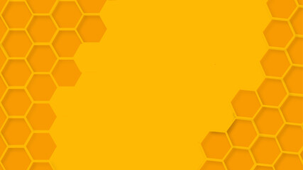 Aufkleber - Honeycomb abstract yellow and orange hexagon pattern vector artwork. Yellow honeycomb border background. Abstract background with honeycomb shapes.