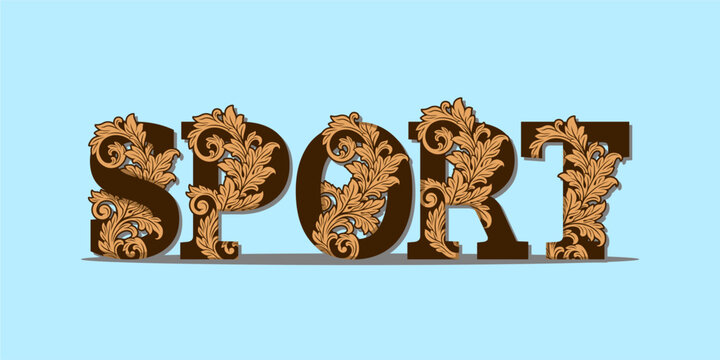 typography SPORT word art illustration, editable text effect, eps file format