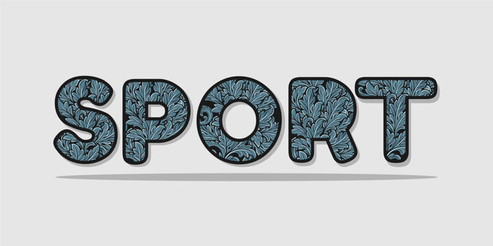 typography SPORT word art illustration, editable text effect, eps file format