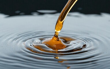 Poster - Amber Liquid Pouring, Concentric Ripples