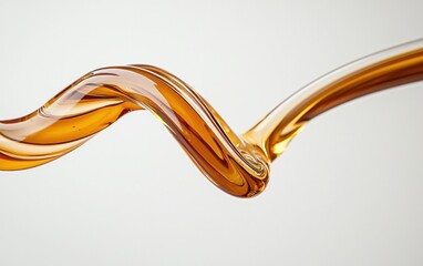Poster - Amber Liquid Swirling on Bright Background