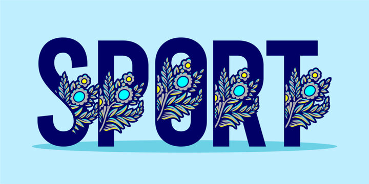 typography SPORT word art illustration, editable text effect, eps file format