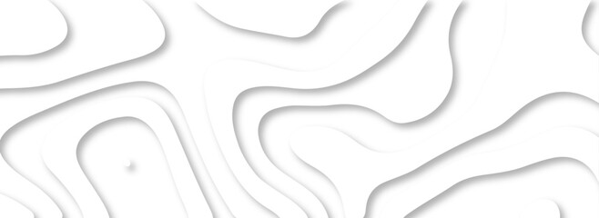 Aufkleber - White paper cut background with 3d topographic contour lines. White abstract background for business banner. Papercut decoration textured 