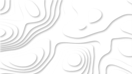 Aufkleber - White paper cut background with 3d topographic contour lines. White abstract background for business banner. Papercut decoration textured 