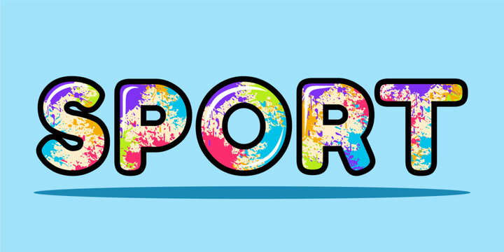 typography SPORT word art illustration, editable text effect, eps file format
