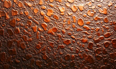 Poster - Close-up of dark brown textured surface reveals a pattern of raised droplets and a light gradient.