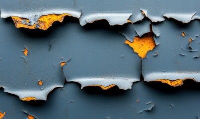 Poster - A close-up reveals the beauty of peeling gray paint exposing a bright yellow layer underneath.