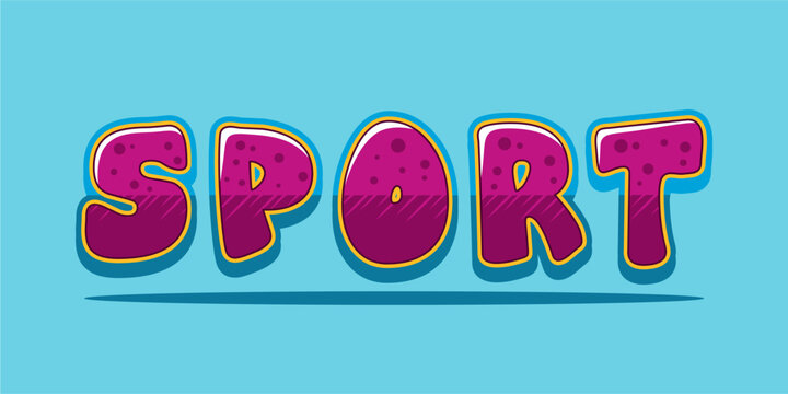 typography SPORT word art illustration, editable text effect, eps file format