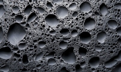 Poster - Detailed close-up of a porous gray rock surface showcases its unique texture and intricate hole patterns.