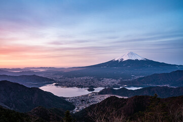 Aufkleber - 山梨県新道峠からの富士山と河口湖
