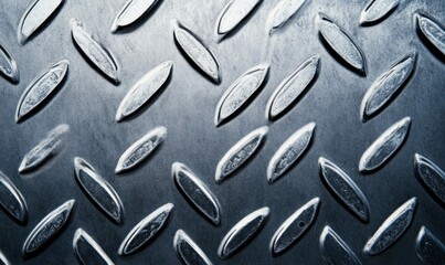 Poster - Extreme closeup shows the raised diamond pattern of a durable, textured, metal surface.