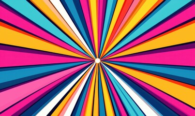 Poster - A dynamic burst of colorful radial lines radiates outward from a central point, creating a vibrant backdrop.