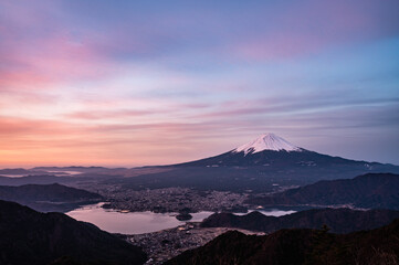 Aufkleber - 山梨県新道峠からの富士山と河口湖