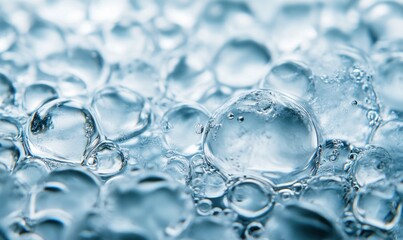 Poster - A refreshing macro view of water droplets and ice showcases a clean and transparent texture.