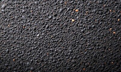 Poster - A detailed close-up of fresh asphalt, showcasing its rough texture and granular composition.