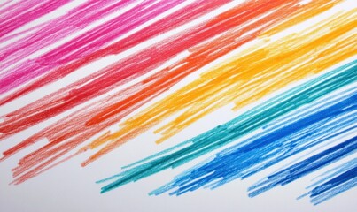 Poster - A vibrant rainbow of colored pencil strokes creates an abstract, textured background on white paper.