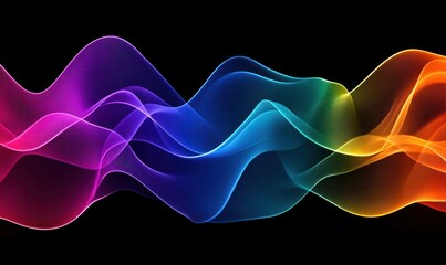 Poster - A mesmerizing abstract rainbow wave flows smoothly across a black background, creating a vibrant and dynamic visual.