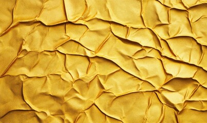 Poster - A macro shot reveals the intricate texture of heavily crumpled gold paper with deep, dramatic creases.