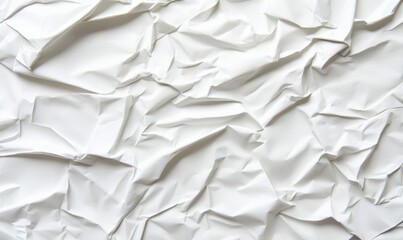 Poster - Detailed close-up of crumpled white paper creating a textured and abstract background.