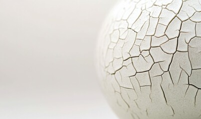 Poster - Close-up of cracked white surface showing detailed patterns, ideal for textured backgrounds and designs.