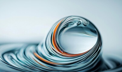 Poster - A captivating close-up reveals the dynamic swirl of a transparent liquid with sleek lines and smooth curves.
