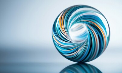 Poster - Elegant glass sculpture featuring swirling blues and oranges creates a captivating, modern aesthetic.