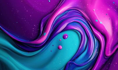 Poster - An abstract flow of purple, blue, and pink paints creates a vibrant, dynamic, and modern design.