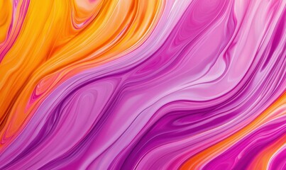 Poster - Abstract background with vibrant swirls of glossy orange and purple creating a modern art piece.