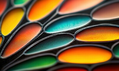 Poster - An abstract mosaic of colorful oval shapes creates a vibrant and eye-catching design, perfect for backgrounds.