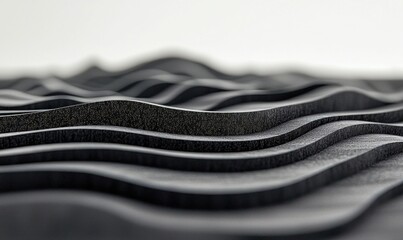 Poster - Monochrome textured waves cascade in an abstract dance of modern design, minimal and elegant.