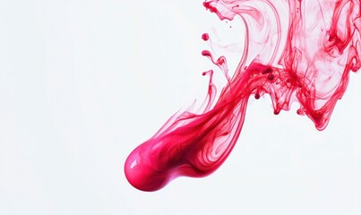 Poster - Elegant red ink creates an underwater-like dance as it delicately spreads and swirls on white.