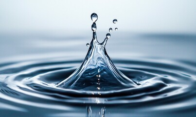 Poster - Captivating water drop collision creates a mesmerizing splash and ripple effect on a smooth water surface.