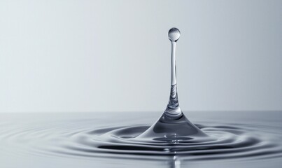 Poster - A solitary water drop creates a mesmerizing splash and radiating ripples upon impact.