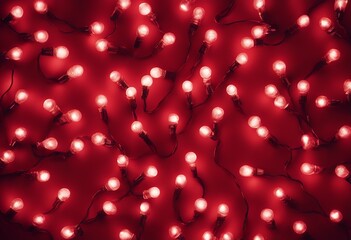 Poster - red view top text background glowing christmas space lights celebration garland season decorative eve nobody gold copy event december light dark decoration glow holiday celebrate design object