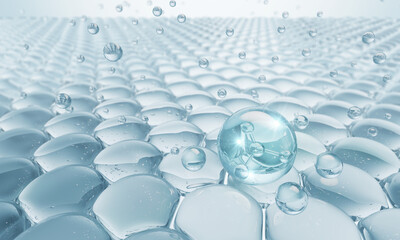 Wall Mural - cosmetic serum oil drop on skin cell, skin repair, moisturizer, collagen serum, exosome with skin ce