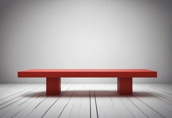Aufkleber - platform show showcase scene stage studio shelf blank backdrop red background table presentation minimal long display rectangular floor stand podium advertising empty pedestal 3d product shape wall