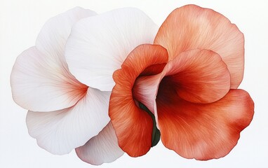 Poster - Delicate White and Reddish-Orange Flowers