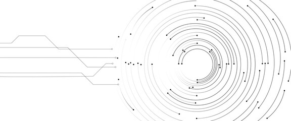 Poster - Abstract futuristic white background with circle circuit wires on an electronics board. Artificial intelligence concept