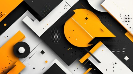 Poster - abstract composition featuring geometric shapes in black white and yellow creates a dynamic modern artwork with sharp angles and clean lines