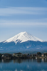 Poster - 山梨県河口湖と富士山