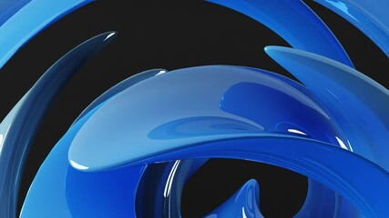Poster - 3d rendering of abstract background animation with abstract moving shape in blue color