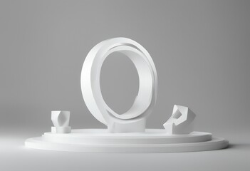 Aufkleber - pedestal render form background space 3d product display sale presentation cosmetic geometrical blank white stand copy banner concept new fashion empty minimal posh racked platform dais design object