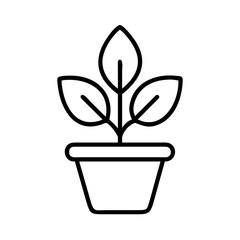 Poster - Potted plant vector icon illustration of indoor houseplant in pot outline style for graphic design use