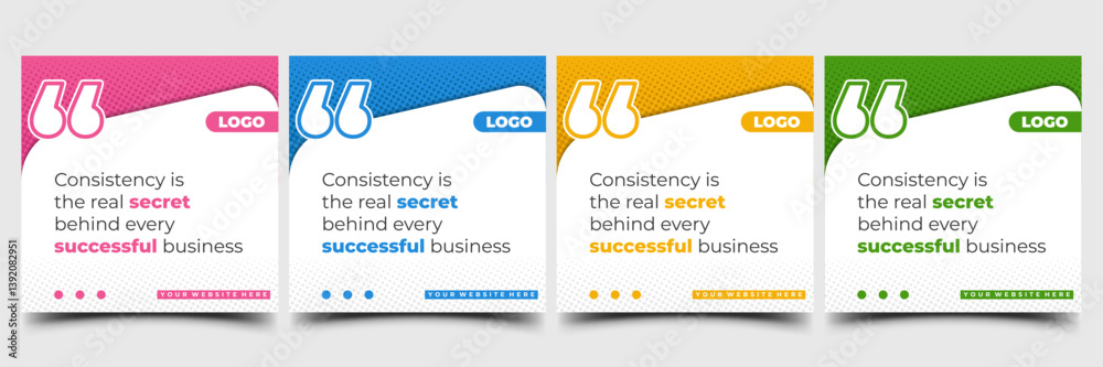 Set of Quote or message square banner template with different color ...