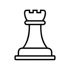 Poster - Rook chess piece vector icon outline illustration for strategy board game and design projects use case